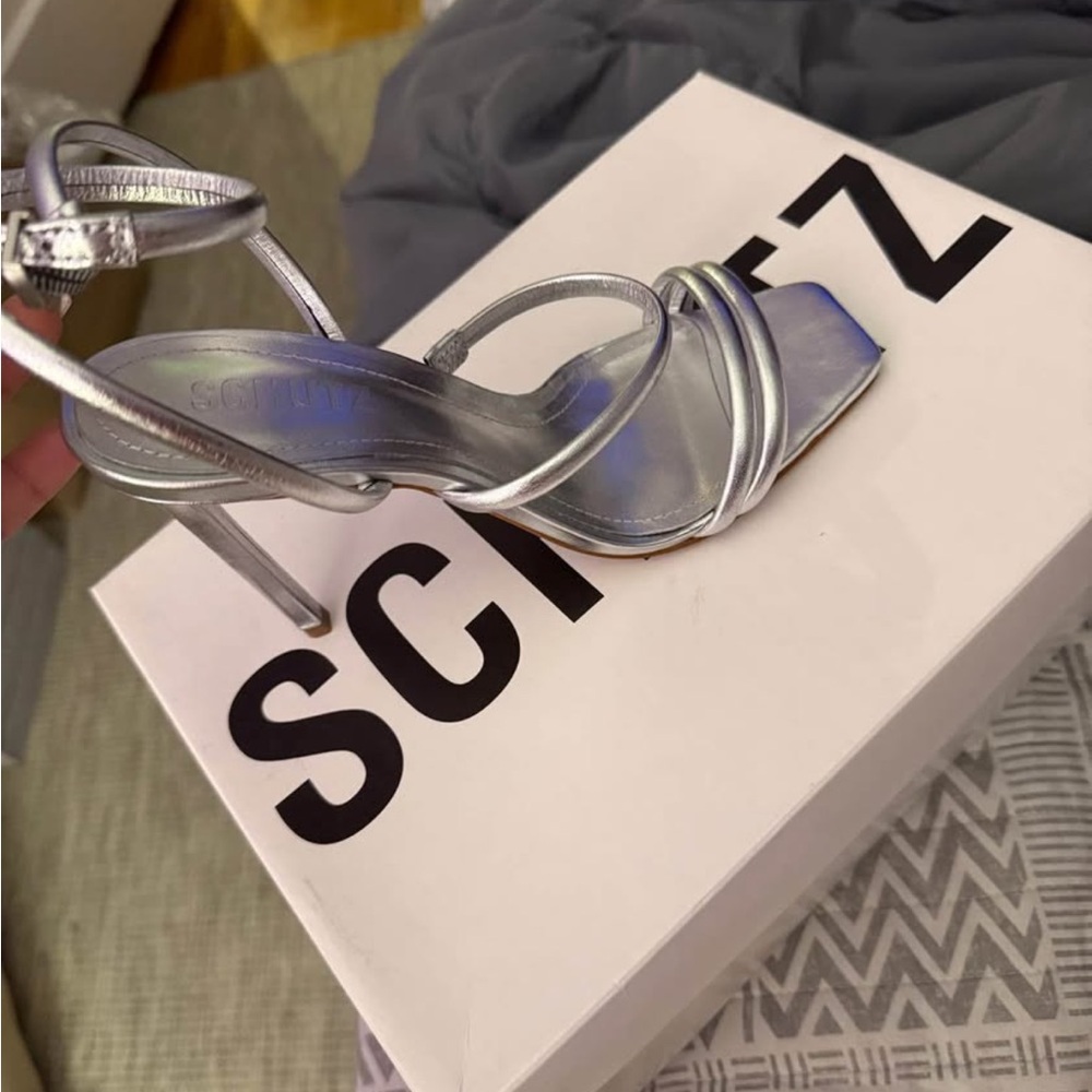 SCHUTZ Metallic Silver Heels